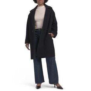 ICONS BY CINZIA ROCCA Navy Italian Wool Blend Double Breasted Walker Coat